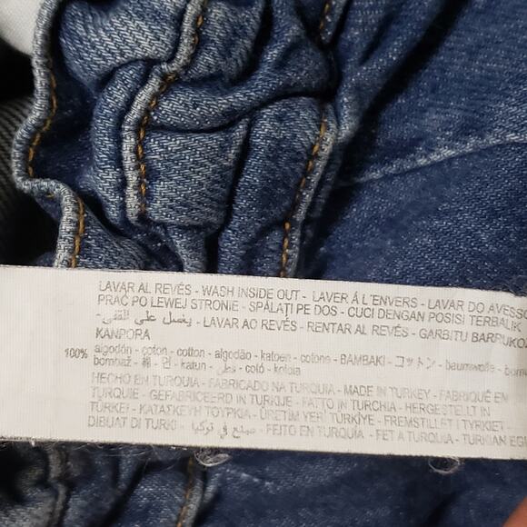 Zara Womens Paperbag Barrel Leg Jeans Floral Daisy Embroidered Sz 2 Boho Modern - Picture 10 of 14